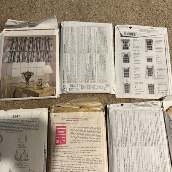 Bundle of 8 Sewing Patterns Crafts Home Decor Window Treatments Pillows Quilts - Picture 6 of 9